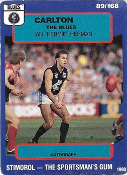 1990 AFL Scanlens Stimorol #89 Ian Herman Front